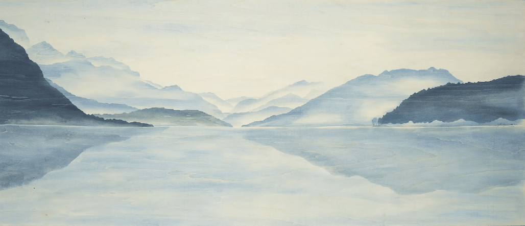 Papier Peint Vue Grand Albigny | Les Bleus du Lac® - Muralconcept