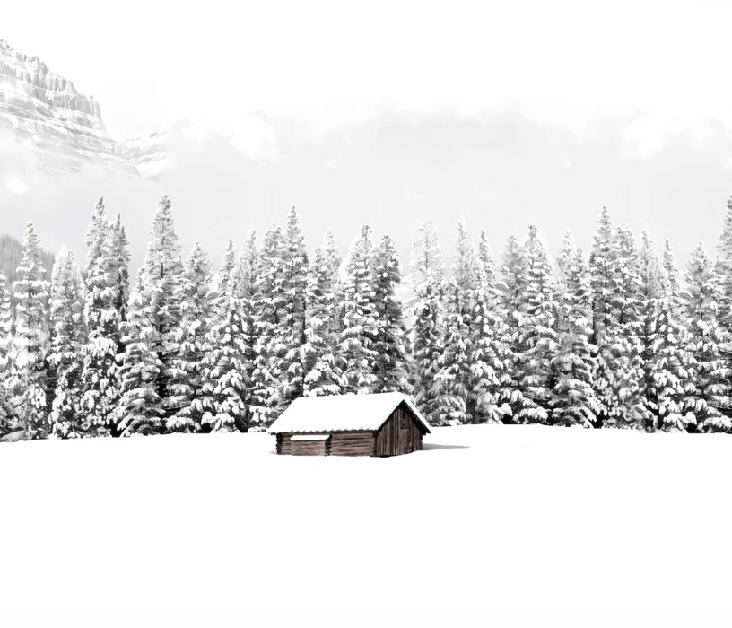 Papel pintado panorámico chalet en la montaña