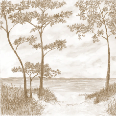 Papier peint Pins maritimes et dunes - Sépia - Muralconcept