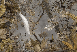 Papier peint panoramique paon blanc impérial - Muralconcept