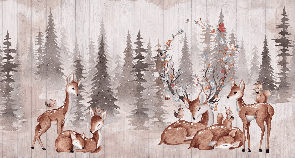 Papier peint chambre enfant douces biches - Muralconcept