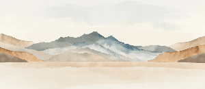 Papier peint panoramique montagne aquarelle pastel – Décor mural paysage apaisant - Muralconcept