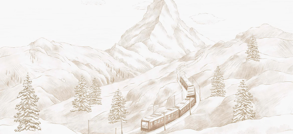 Papel pintado panorámico Monte Cervino sepia