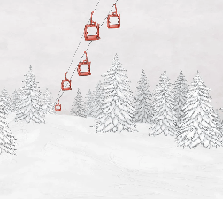 Papel pintado montaña telecabina roja