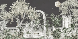 Papel pintado panorámico - Jardín de medianoche