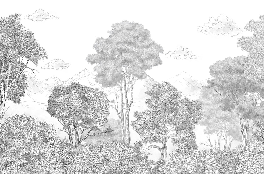 Papier peint panoramique Forêts et Monts Crayonnés