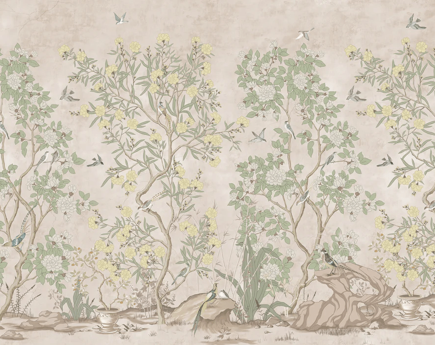 Papier peint panoramique chinoiserie garden
