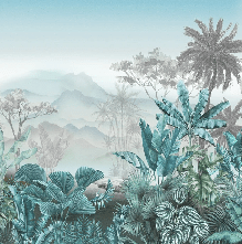 Papier peint tendance tropical bleu
