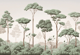 Papier peint brise légère pinède - Muralconcept