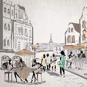 Papel pintado francés París café en terraza