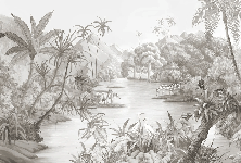 Papel pintado panorámico selva pintoresca