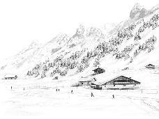 Papier peint Clusaz ski fond montagne Confins, XXL, tendance