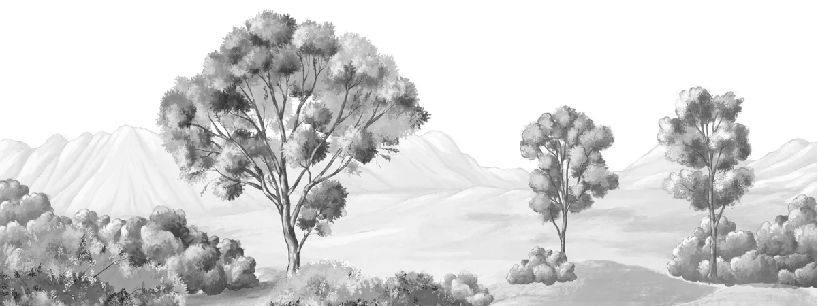 Papel pintado paisaje poético en blanco y negro