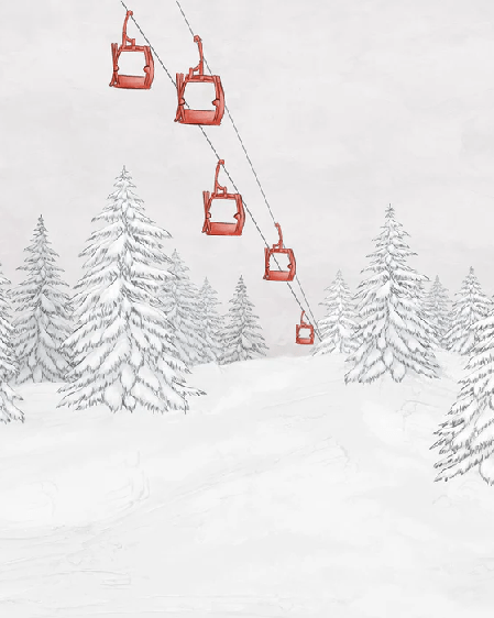 Papel pintado montaña telecabina roja