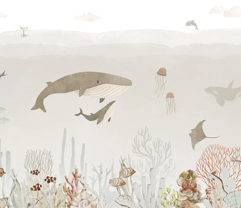 Papel pintado para bebés con ballenas