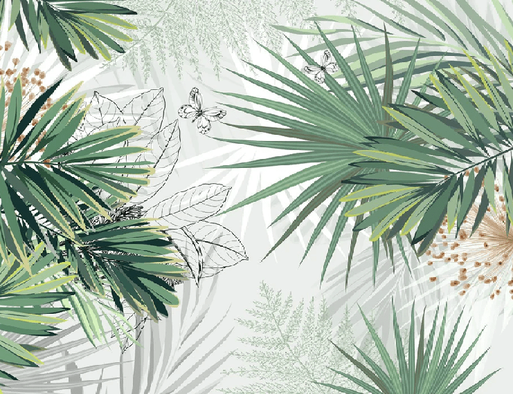 Papier peint salle de bain nature green palm
