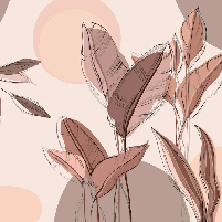 Papel pintado panorámico con motivos vegetales gráficos