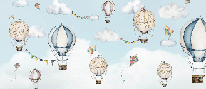 Fondo de globos aerostáticos en vuelo