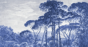 Papel pintado paisaje histórico italiano azul