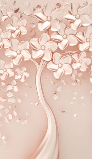 Papier peint Tree 3D Rose Gold - Muralconcept