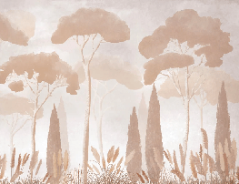 Papel pintado sepia cipreses pinos