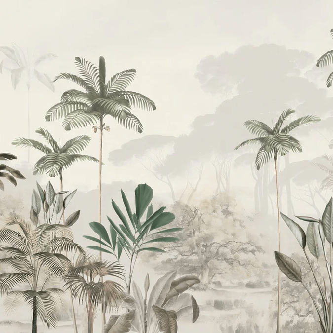 Papel pintado panorámico jungla eden verde