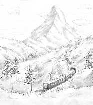 Papier peint panoramique Mont Cervin noir et blanc
