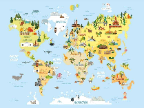 Papel pintado para habitación infantil con mapa del mundo