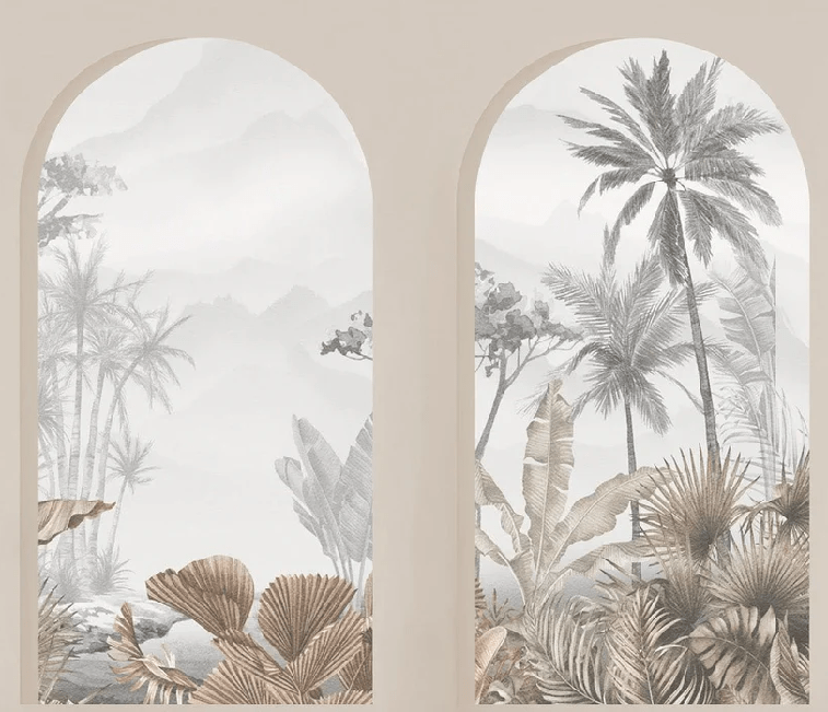 Papier peint arches tropicales sépia, XXL, tendance
