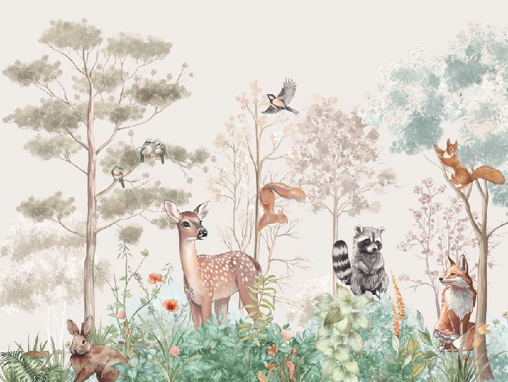 Papier peint chambre enfant nature magique beige - Muralconcept