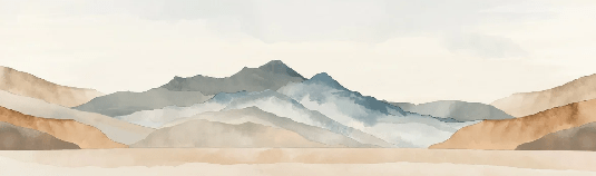 Papier peint panoramique montagne aquarelle pastel – Décor mural paysage apaisant - Muralconcept