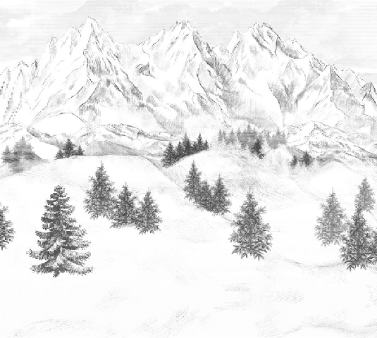 Papier peint montagne sommets de Chamonix - Muralconcept