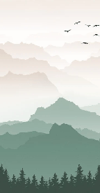 Papel pintado montaña en niebla terracota