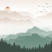 Papel pintado Montaña en la niebla terracota