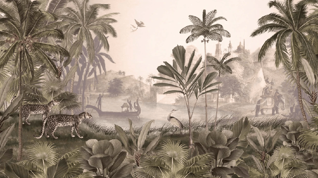 Papier peint jungle haven léopard - Muralconcept