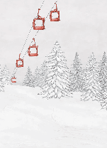 Papier peint montagne télécabine rouge - Muralconcept