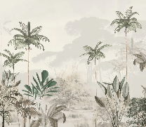 Papel pintado panorámico jungla eden verde