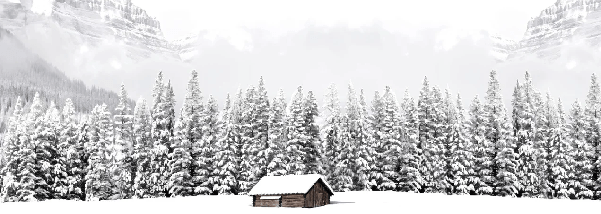 Papel pintado panorámico chalet en la montaña