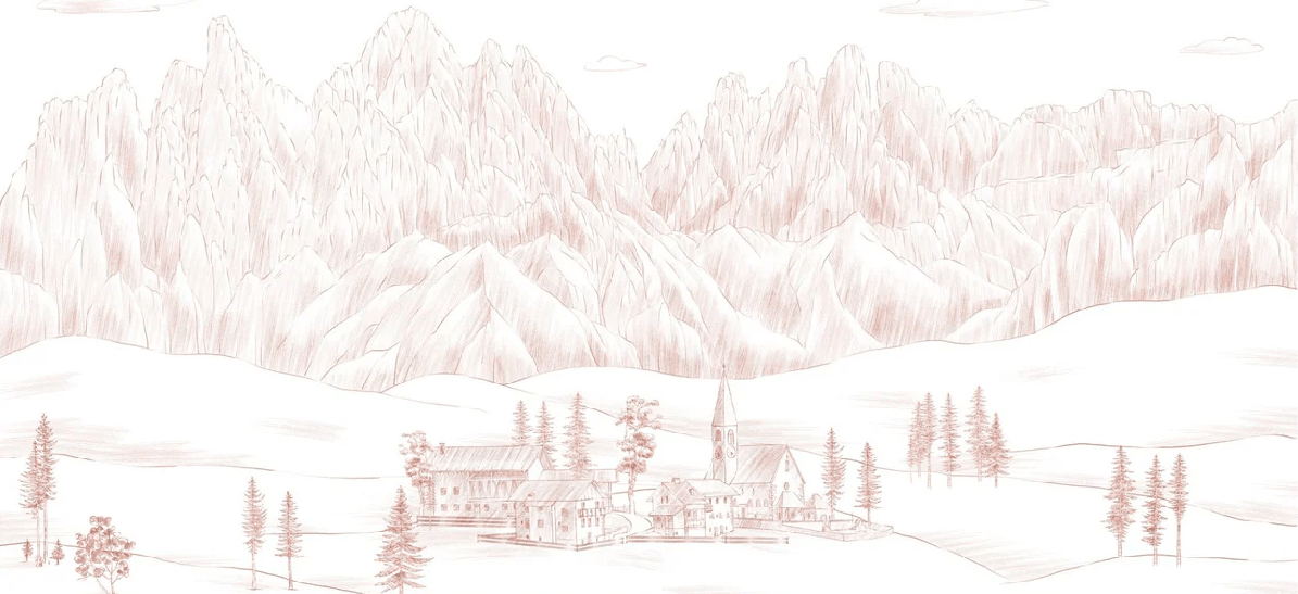 Papel pintado paisaje italiano Dolomitas terracota