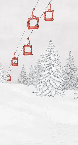Papel pintado montaña telecabina roja