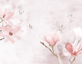 Papier peint aquarelle magnolia rose, XXL, tendance