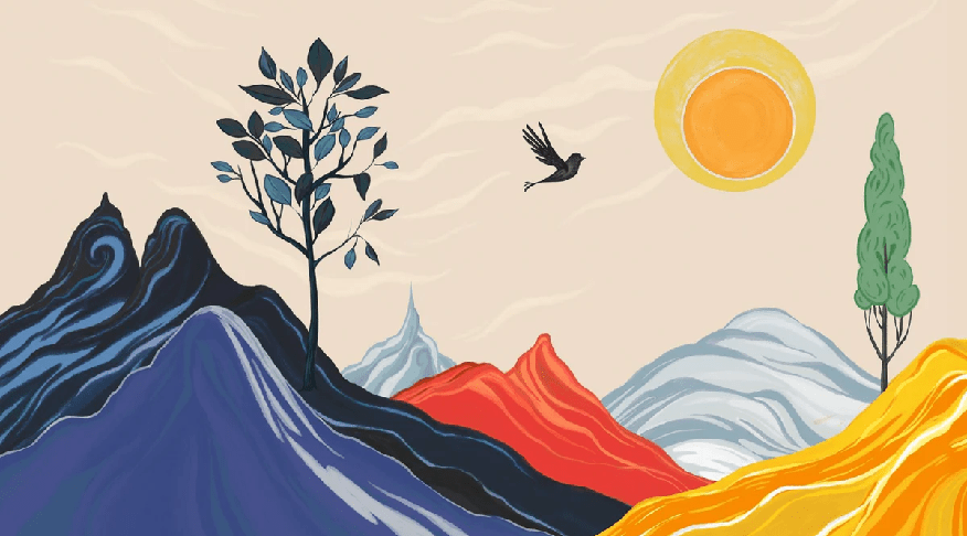 Papel pintado panorámico zen color