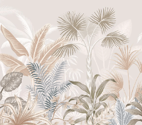 Papel pintado panorámico jungla terracota