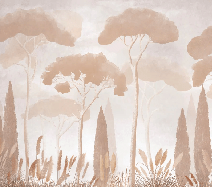 Papel pintado pino ciprés sepia