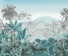 Papier peint tendance tropical bleu