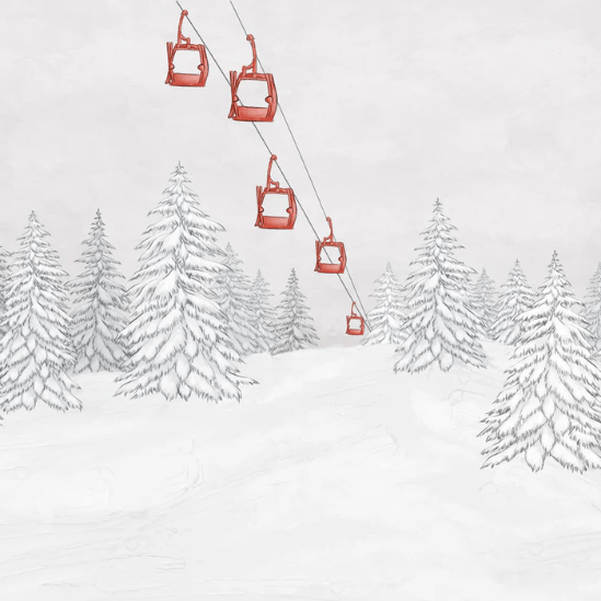 Papel pintado montaña telecabina roja