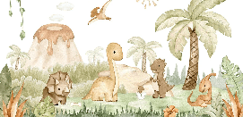 Papier peint bébés dinosaures au parc