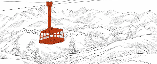 Papier peint La Plagne télécabine rouge