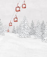 Papier peint montagne télécabine rouge - Muralconcept