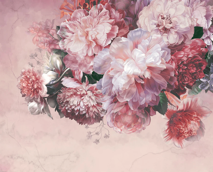 Papier peint panoramique pivoines rosé - Muralconcept